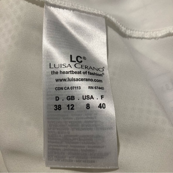 LUISA CERANO Sz 8 Mesh Gold Stripe Sleeveless Raw Edge Hem Long Line Top - Picture 7 of 12